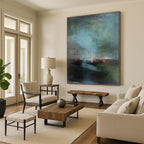 “Moody Abstract Landscape in Greens & Reds” - Abstract - Inspired Landscape Painting On Canvas PT1408