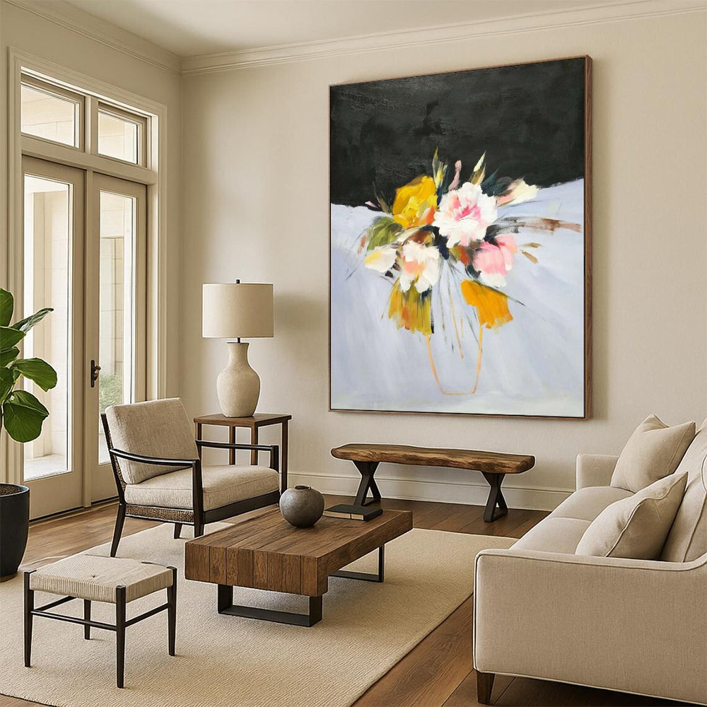 “Vibrant Floral Bouquet” - Abstract Floral Painting On Canvas PT1995