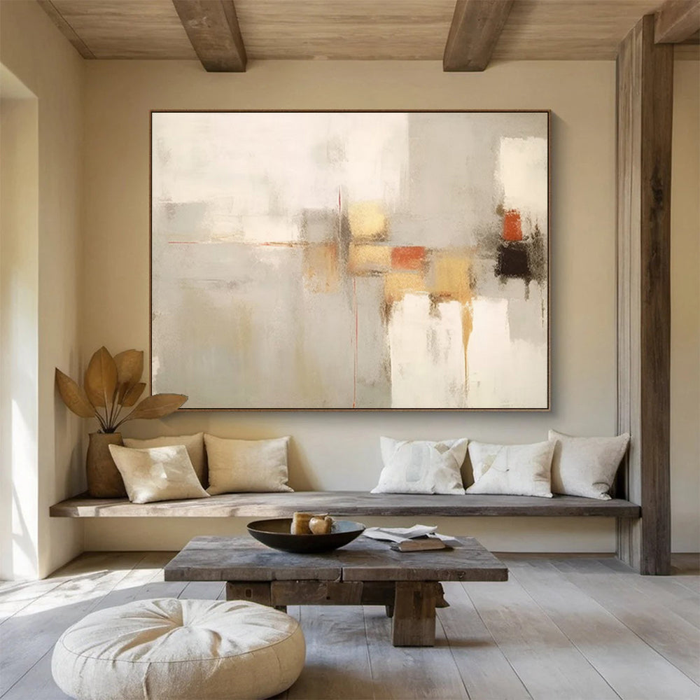 Soft Gray Abstract with Subtle Accents - Minimalist Painting On Canvas DKS348