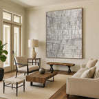 “Monochrome Textured Waves” - Monochromatic Abstract Painting On Canvas PT1042