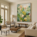 “Soft Green and White Florals” - Impasto Floral Painting On Canvas PT2237