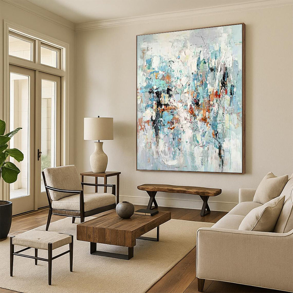 Soft Blues and Grays, "Cloudy Reverie" – Abstract Impressionist Painting On Canvas PS0890