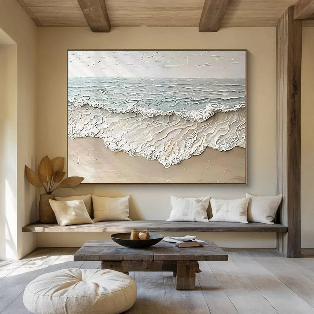“Textured Seaside Waves” - Impasto Coastal Painting On Canvas PT1581