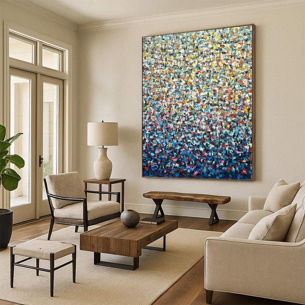 “Colorful Dot Abstract” - Pointillist - Inspired Painting On Canvas PT1344