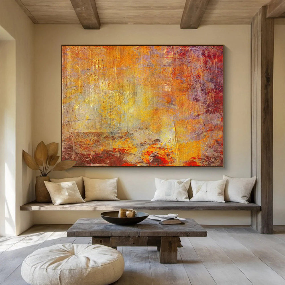 “Warm Orange - Purple Abstract Textures” Abstract Painting On Canvas DKS192