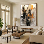 Black - Orange - Gray Abstract Web Painting On Canvas DS116