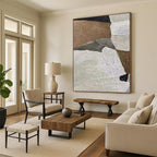 “Brown - Grey - White Textured Collage” - Mixed - Media Abstract Painting On Canvas PT1140