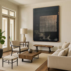 “Black & Gold Grid Abstract” - Geometric Abstract Painting On Canvas DS306