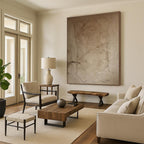 “Beige Textured Sketch” - Beige Abstract Minimalist Painting On Canvas PS0688