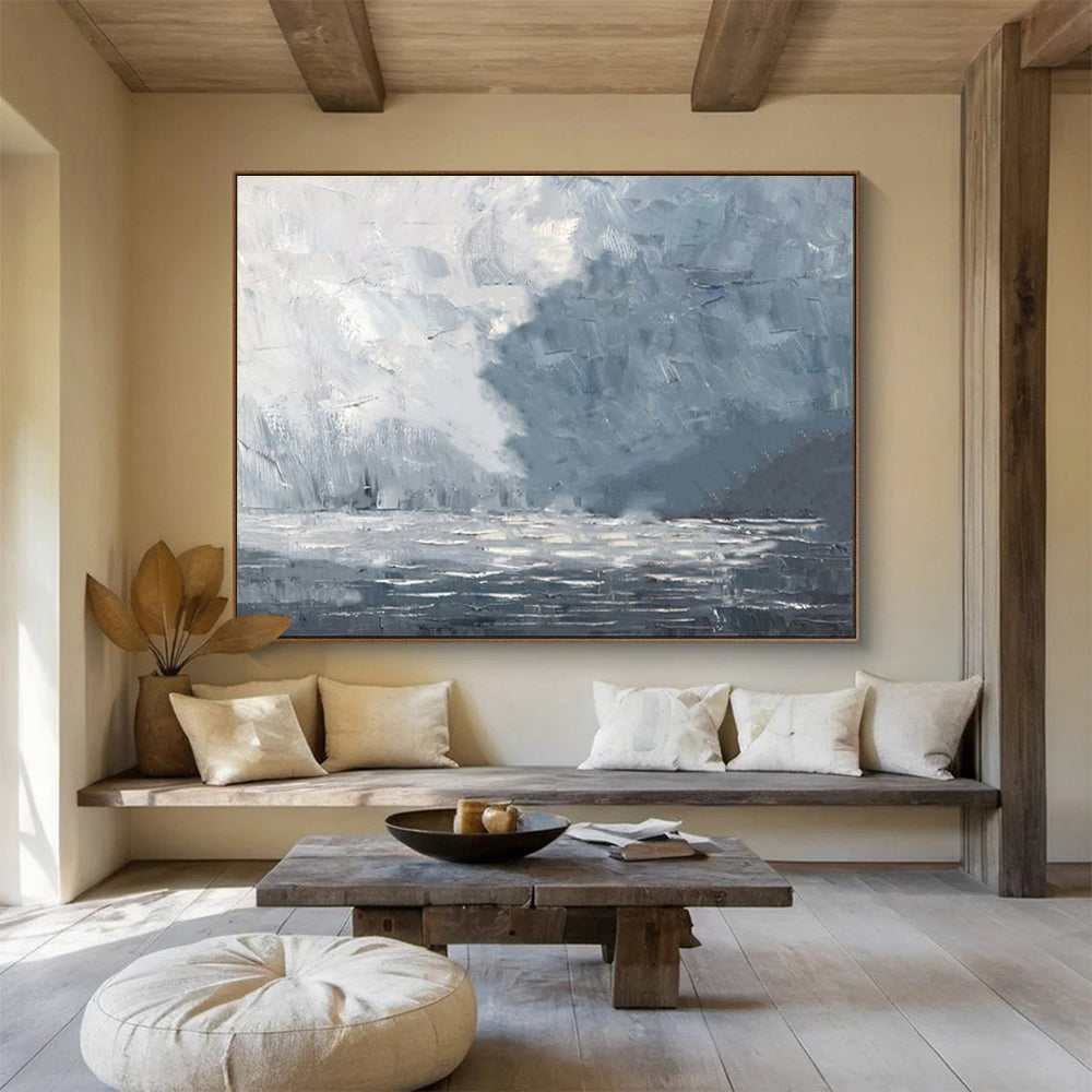 “Gray - Toned Stormy Seas” - Dramatic - Seaside Painting On Canvas PT1550