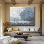 “Gray - Toned Stormy Seas” - Dramatic - Seaside Painting On Canvas PT1550