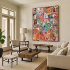 “Colorful Abstract Collage” - Vivid Mixed - Media Abstract Painting On Canvas DS291
