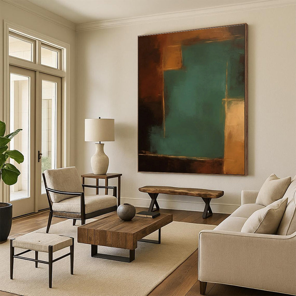 “Teal - Brown Abstract Contrast” - Teal, Brown Abstract Color - Block Painting PS0601