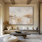 “Neutral Tones Couple in Landscape” - Impressionistic Figure Painting On Canvas PT080