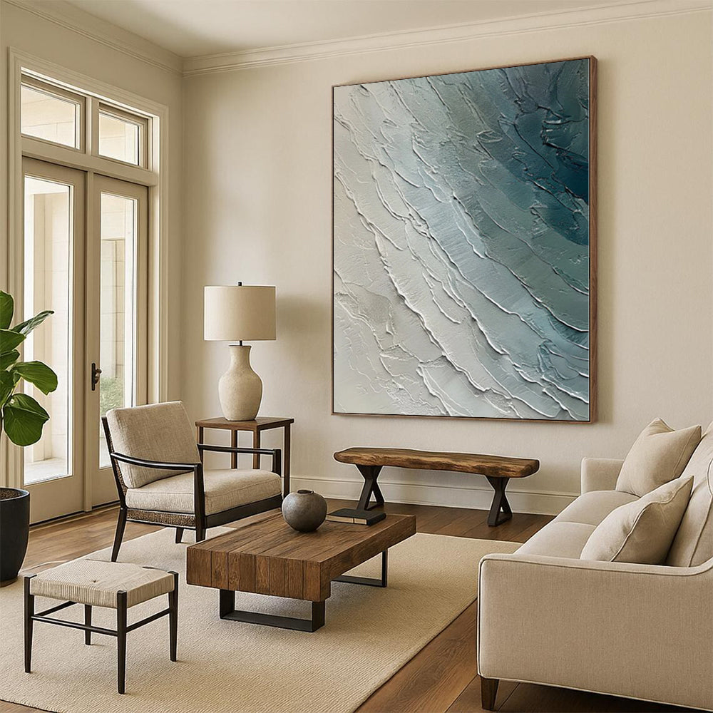 “Blue - Gray Textured Abstract” - Layered Abstract Painting On Canvas PS0084