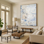 “Light Blue Abstract Sketch” - Delicate Strokes in Soft Tones Painting On Canvas DS144