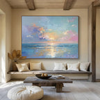 Vibrant Seaside Sunset - Impressionistic Seascape Painting On Canvas DKS363