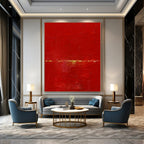 Bold Red with Subtle Gold "Vibrant Minimalism" Abstract Painting On Canvas PS1089