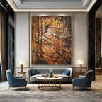 Rustic Orange - Brown Abstract Forest, "Autumn Woods" – Abstract Landscape Painting On Canvas PS0921