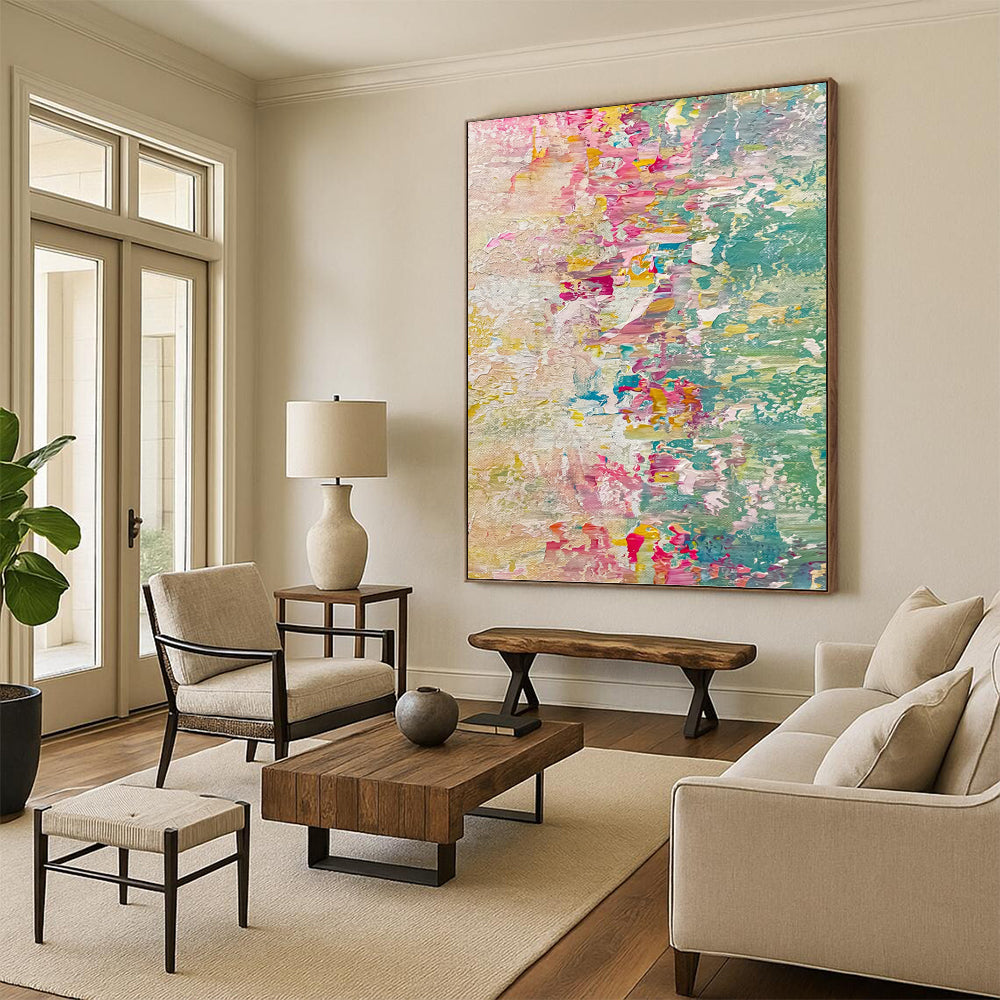 “Pastel Textured Dreamscape” - Abstract, Whimsical - Styled Painting On Canvas PT1683