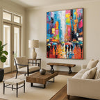 Colorful Cityscape, Fauvist - Inspired, Painting On Canvas PT2141