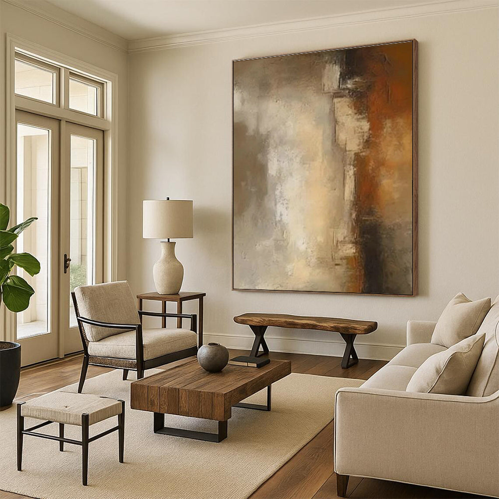 “Neutral Abstract Gradient” - Brown, Beige, Gray Abstract Gradient Painting PS0599