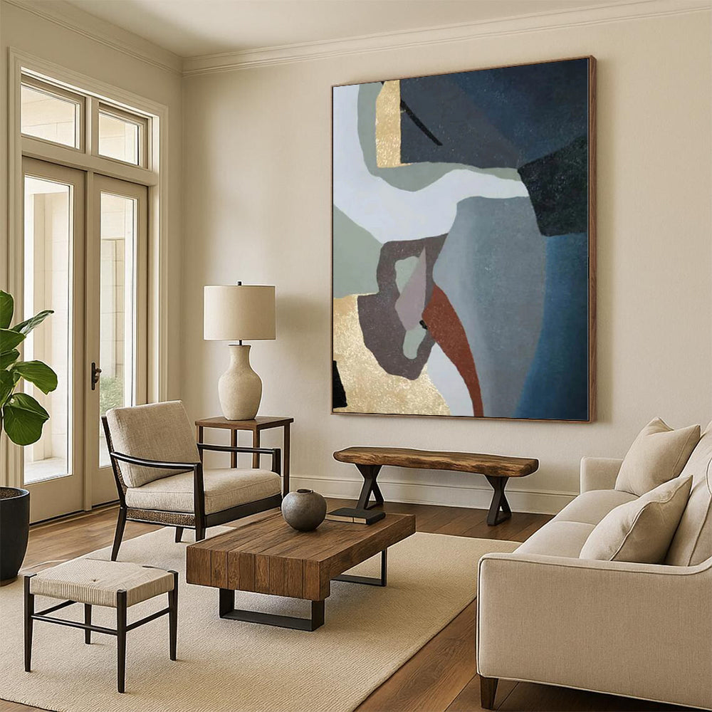 “Multi - Color Abstract Geometric Blocks” - Modern Abstract Painting On Canvas PS0371