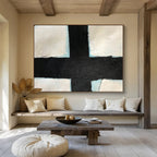 Bold Black - White Cross Abstract Painting On Canvas DKS180