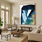 “Blue & Gold Abstract Fusion” - Deep Blues & Metallic Accents Painting On Canvas DS190