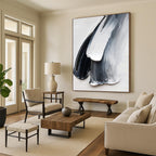 “Black, White & Gray Textured Strokes” - Abstract, Tactile - Styled Painting On Canvas PT1676