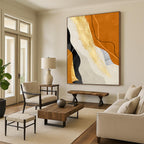 “Orange and Gold Abstract Flow” - Abstract, Warm - Colored Painting On Canvas PT1517