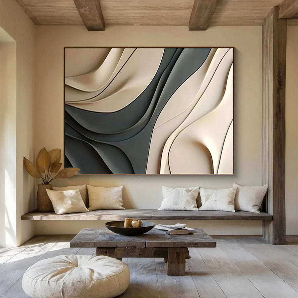 “3D Curved Abstract” - Sculptural Abstract Art On Canvas DKS523