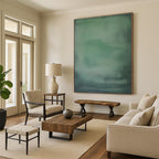 “Green Gradient Wash” - Green, Teal, Gray Abstract Gradient Painting On Canvas PS0572