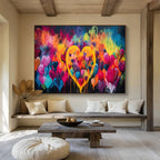 “Colorful Heart Graffiti” - Vibrant Colors “Love Bomb” Painting On Canvas PT1630