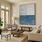 Blue - Gray Minimalist Blocks Textured Painting On Canvas DS085