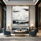 Black, White and Gray with Textured Layers "Urban Palimpsest" Abstract Painting On Canvas PS1168