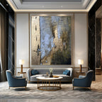 Blue, Gold, and Brown Textured, "Timeless Layers" – Textured Abstract Painting On Canvas PS1001