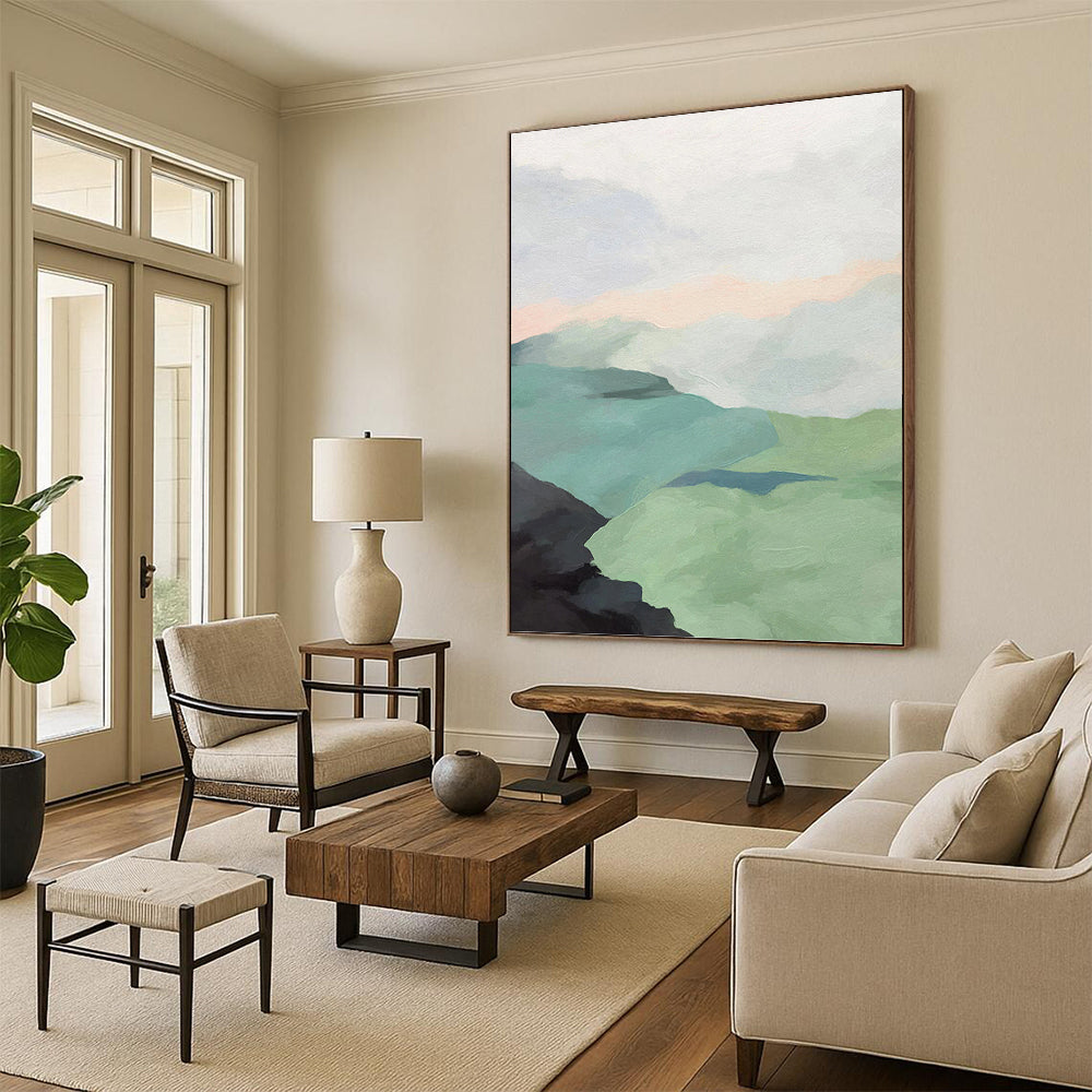 “Pastel Mountain Landscape” - Minimalist - Inspired Landscape Painting On Canvas PT1445