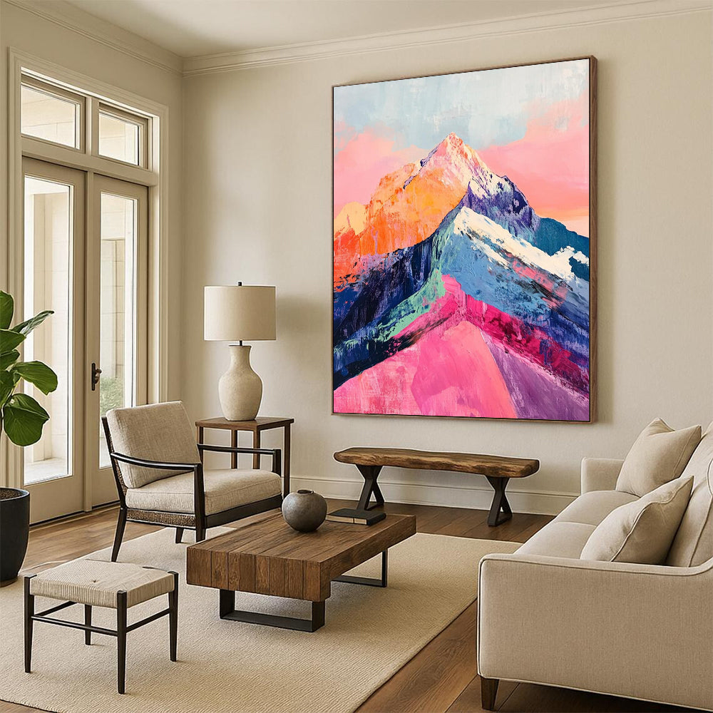 “Colorful Mountain Peaks” - Vibrant Landscape Abstract Painting On Canvas DS283