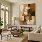 “Layered Abstract Composition” - Brown, Beige, Gray Abstract Layered Painting PS0600