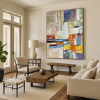 “Colorful Cubist Abstraction” - Multicolor Abstract Painting On Canvas PS0477