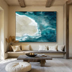 “Aerial View of Island and Turquoise Sea” - Photorealistic Landscape Painting On Canvas PT125
