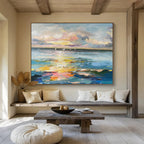 Sunset Sails Over Color - Drenched Sea Impressionist Maritime Painting On Canvas DKS115