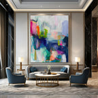 Vivid Colors with Dynamic Brushstrokes "Color Carnival" Abstract Painting On Canvas PS1174