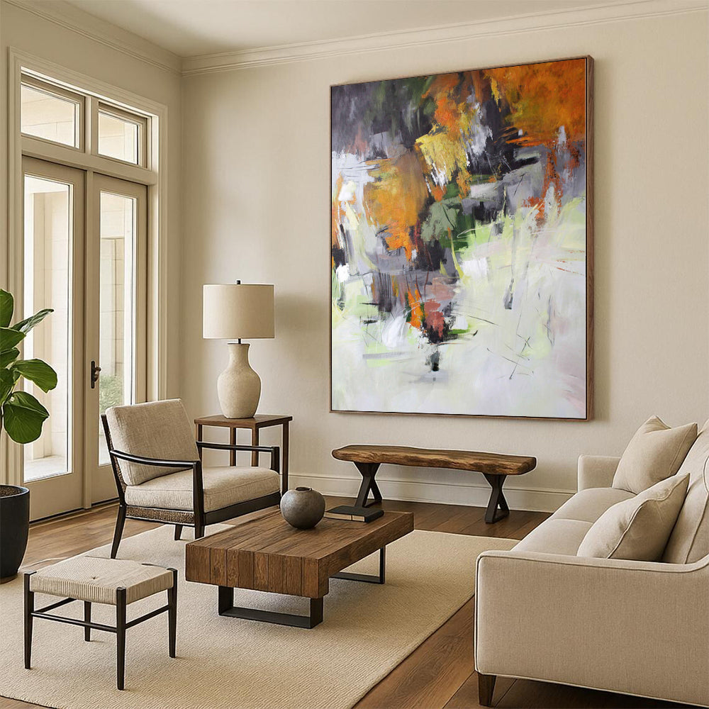 “Vibrant Abstract of a Colorful Landscape” - Fauvist Abstract Painting On Canvas PS0261