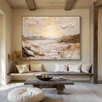 “Textured Golden Horizon” - Impasto Landscape Painting On Canvas DKS458
