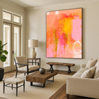 “Peach - Orange Abstract Forms” - Abstract Painting On Canvas PT2003