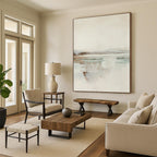 “Soft Tones Abstract Horizon” - Beige, Gray & Subtle Color Hints Painting On Canvas DS225