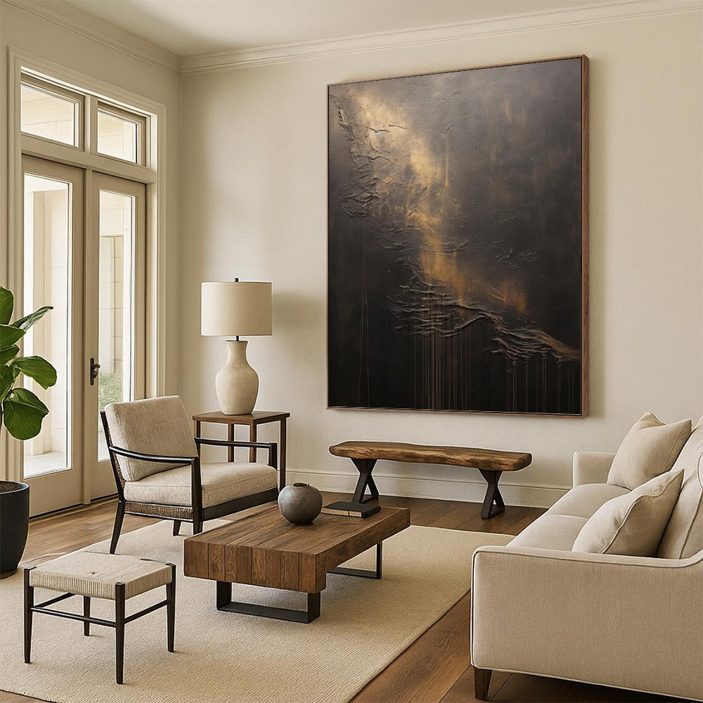 “Dark Textured Abstract” - Abstract, Dramatic - Styled Painting On Canvas PT1663