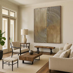 Golden Curved Lines, "Ripple Harmony" – Minimalist Abstract Painting On Canvas PS0885